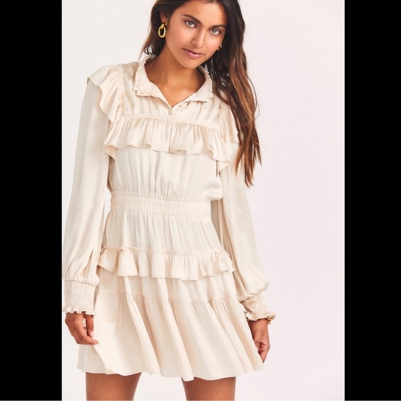 LoveShackFancy Silk Ruffled Mini Dress - Picture 2 of 4